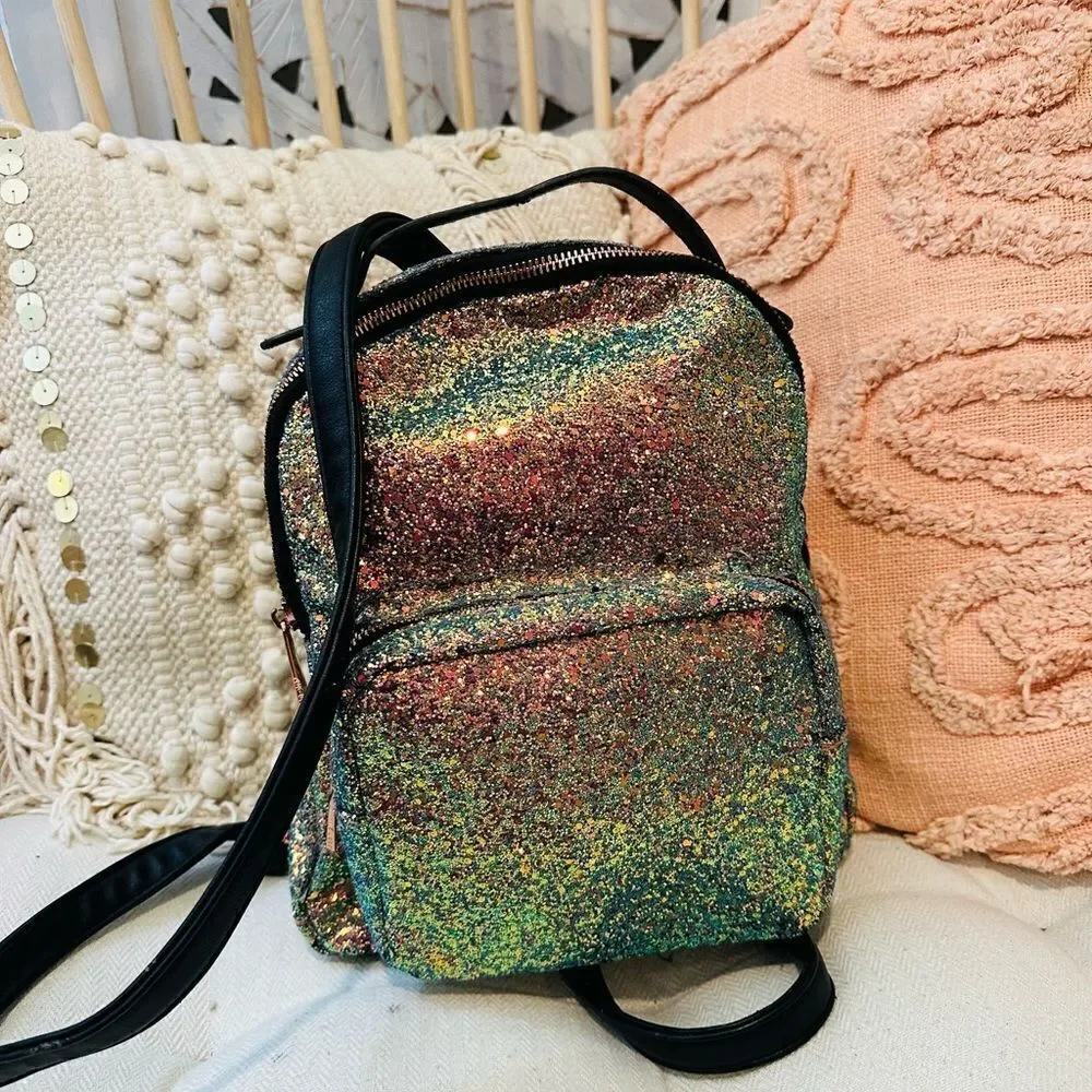 EUC Madden Girl Vegan Glitter Small Backpack